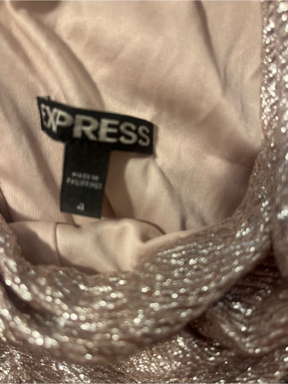 Express Metallic Rose Gold Ruched Tank Dress-4 - Picture 6 of 6
